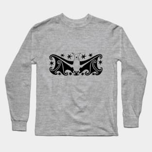 Art Deco Halloween Flying Bat and Starry Sky Long Sleeve T-Shirt